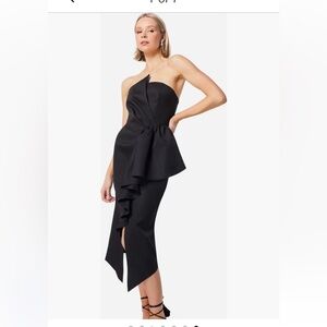 Elliatt Black Strapless Asymmetrical Cocktail Dress